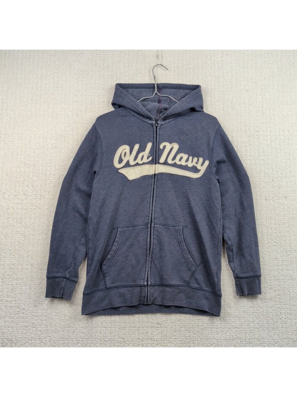 Y2K Old Navy Embroidered Full Zip Hoodie Sweatshirt Navy Blue 2000's Skater Read